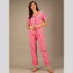 Womens Rayon Printed Collared Neck Night Suit